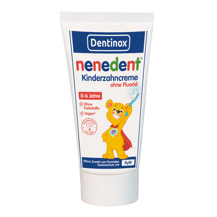 Vorderseite von nenedent® Kinderzahncreme ohne Fluorid