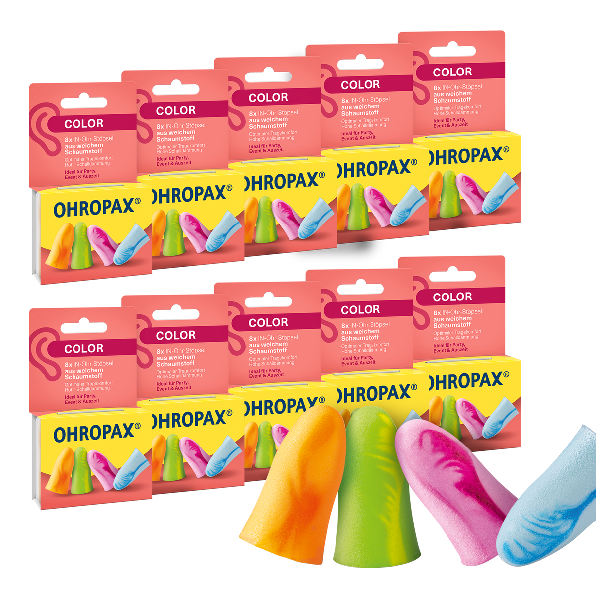 Vorderseite von OHROPAX Color Ohrstöpsel – 8 Stück