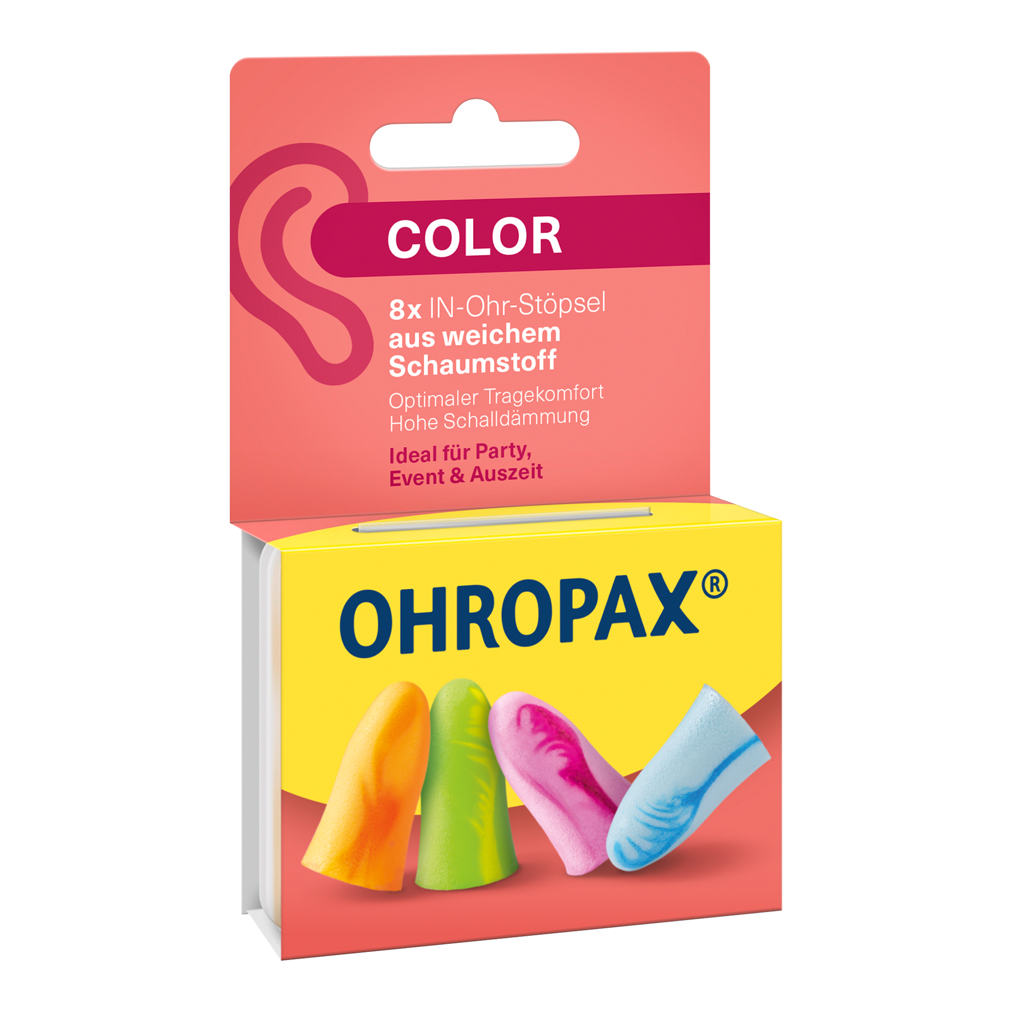 Vorderseite von OHROPAX Color Ohrstöpsel – 8 Stück