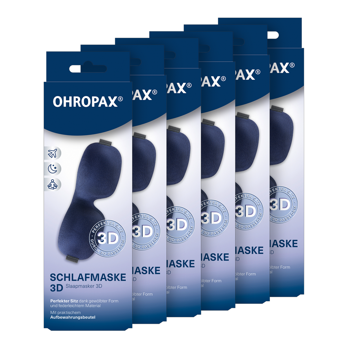 Vorderseite von OHROPAX Schlafmaske 3D in marine- 1 Stück