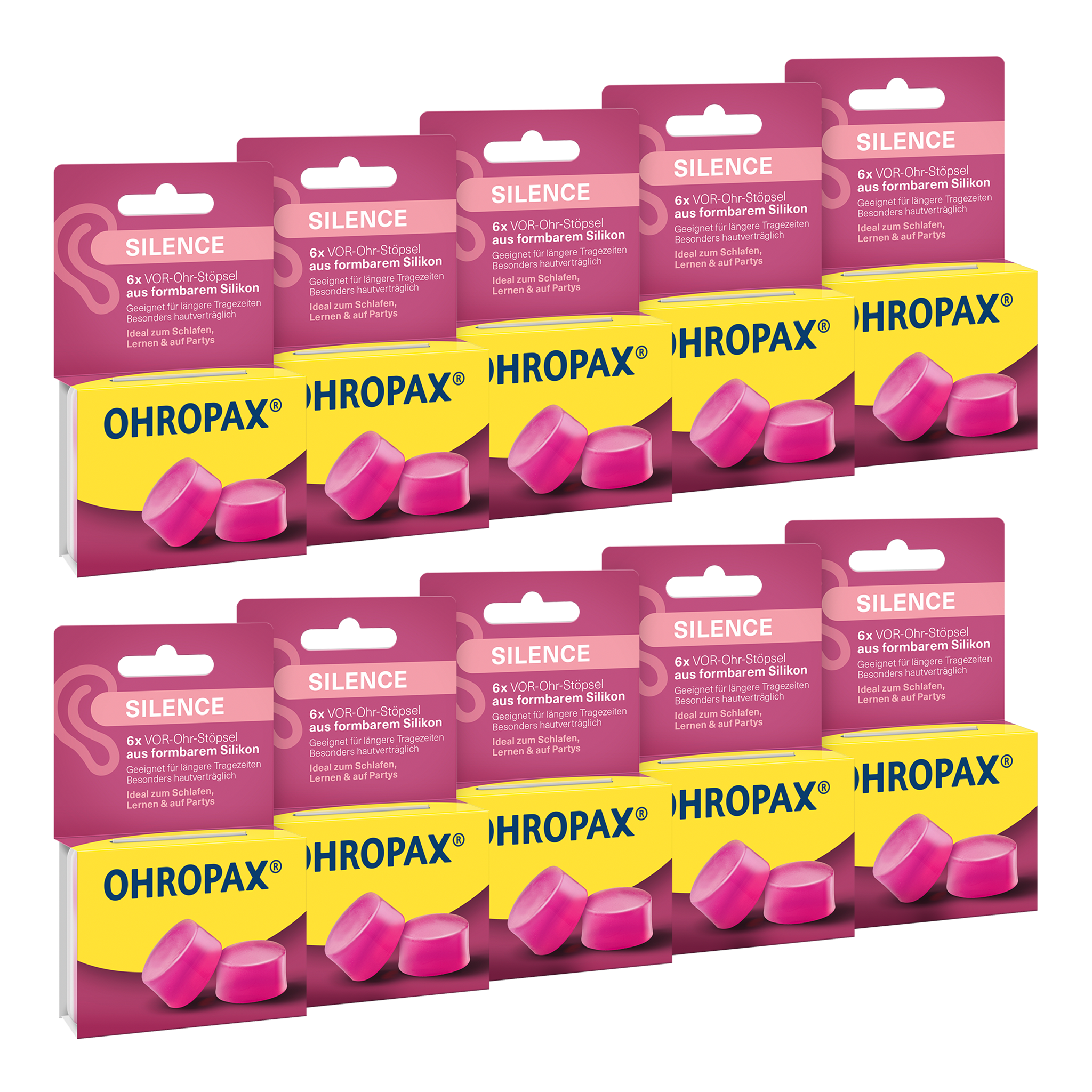 Vorderseite von OHROPAX Silence Ohrstöpsel - 10x6 Stück