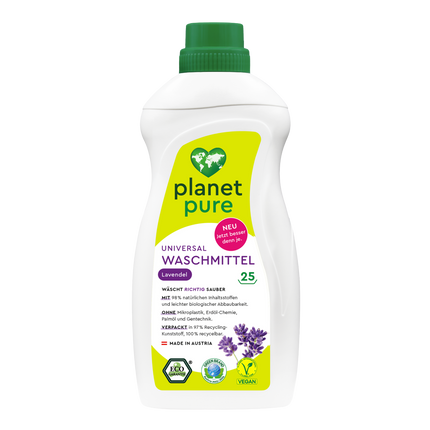 Vorderseite von Planet Pure Universal Waschmittel Lavendel