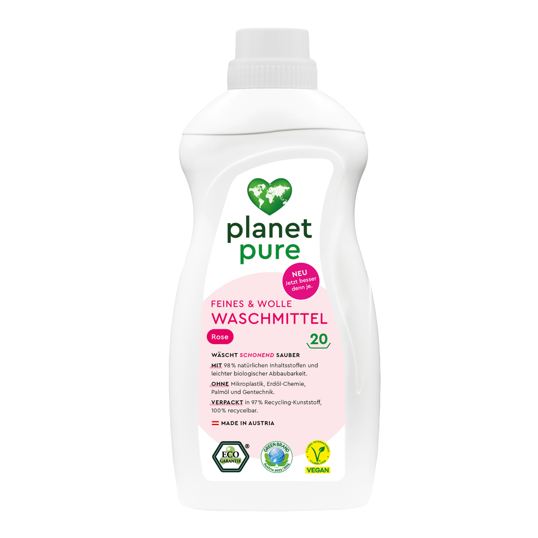 Vorderseite von Planet Pure Feines & Wolle Waschmittel Rose
