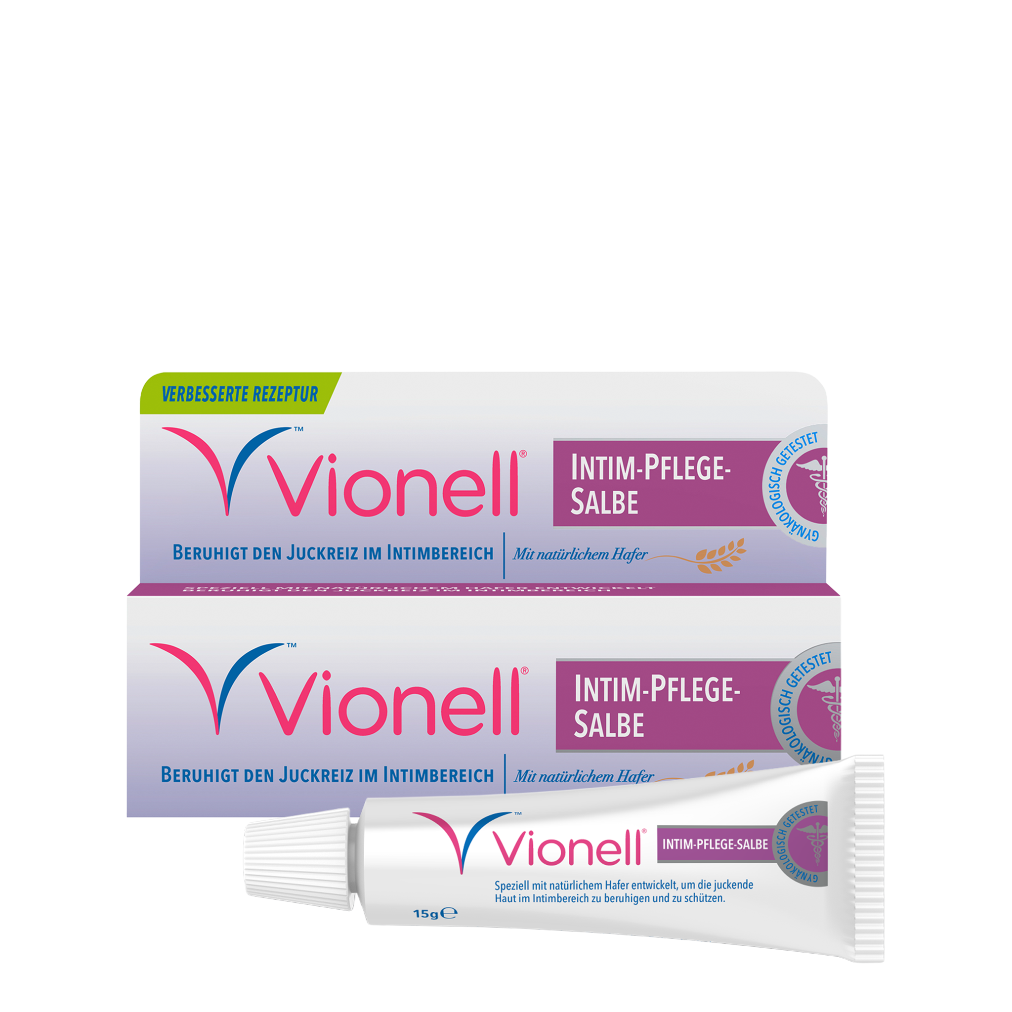 Vorderseite von Vionell Intim-Pflege-Salbe mit Hafer