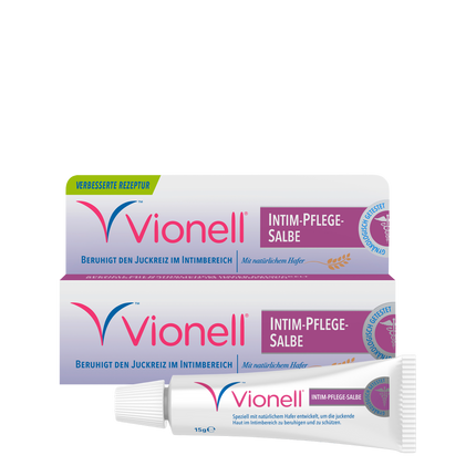 Vorderseite von Vionell Intim-Pflege-Salbe mit Hafer