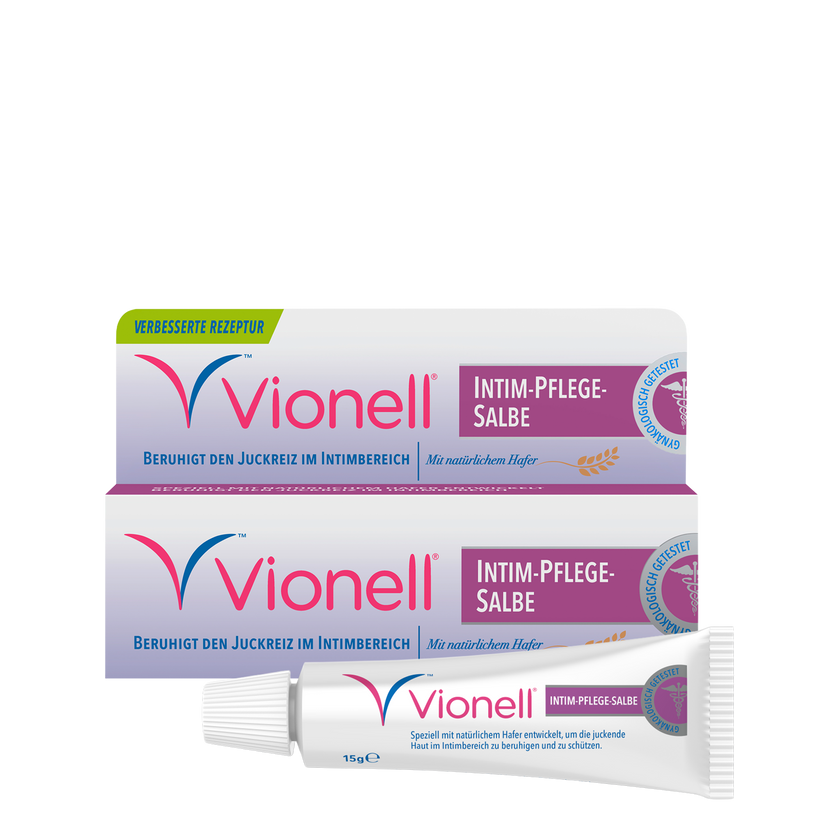 Vorderseite von Vionell Intim-Pflege-Salbe mit Hafer