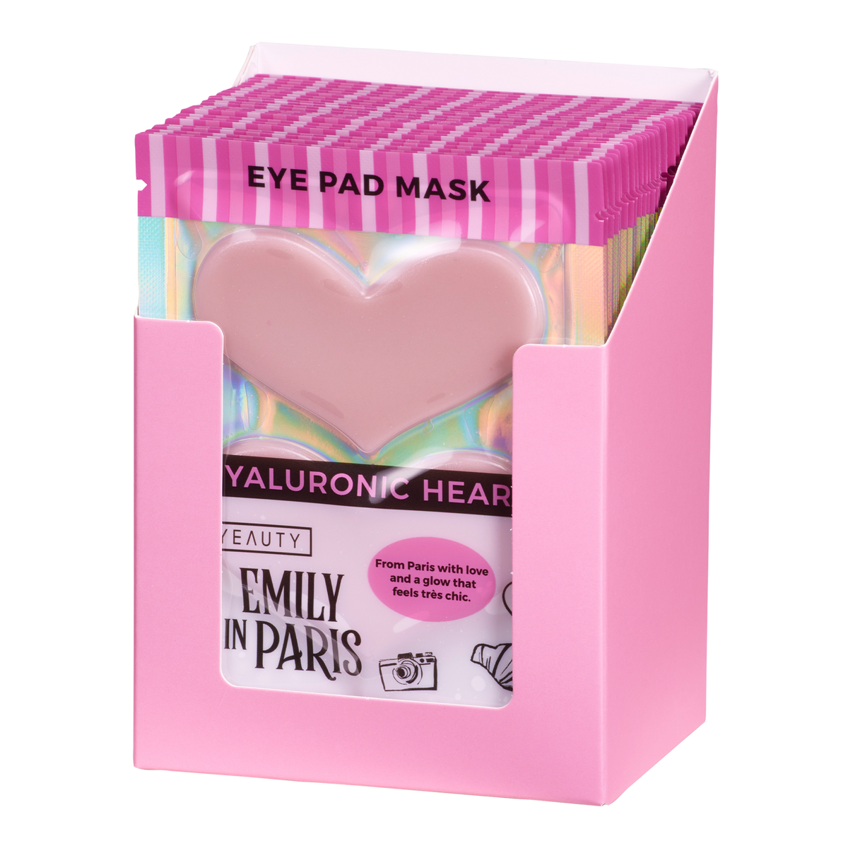 Vorderseite von YEAUTY Emily in Paris Eye Pad Mask Hyaluronic Hearts