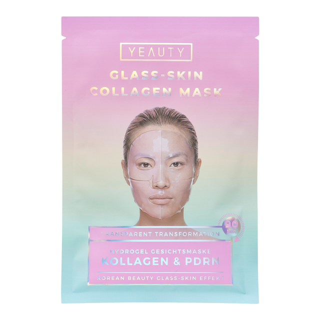 Vorderseite von YEAUTY Gesichtsmaske Kollagen & PDRN Glass Skin Effekt