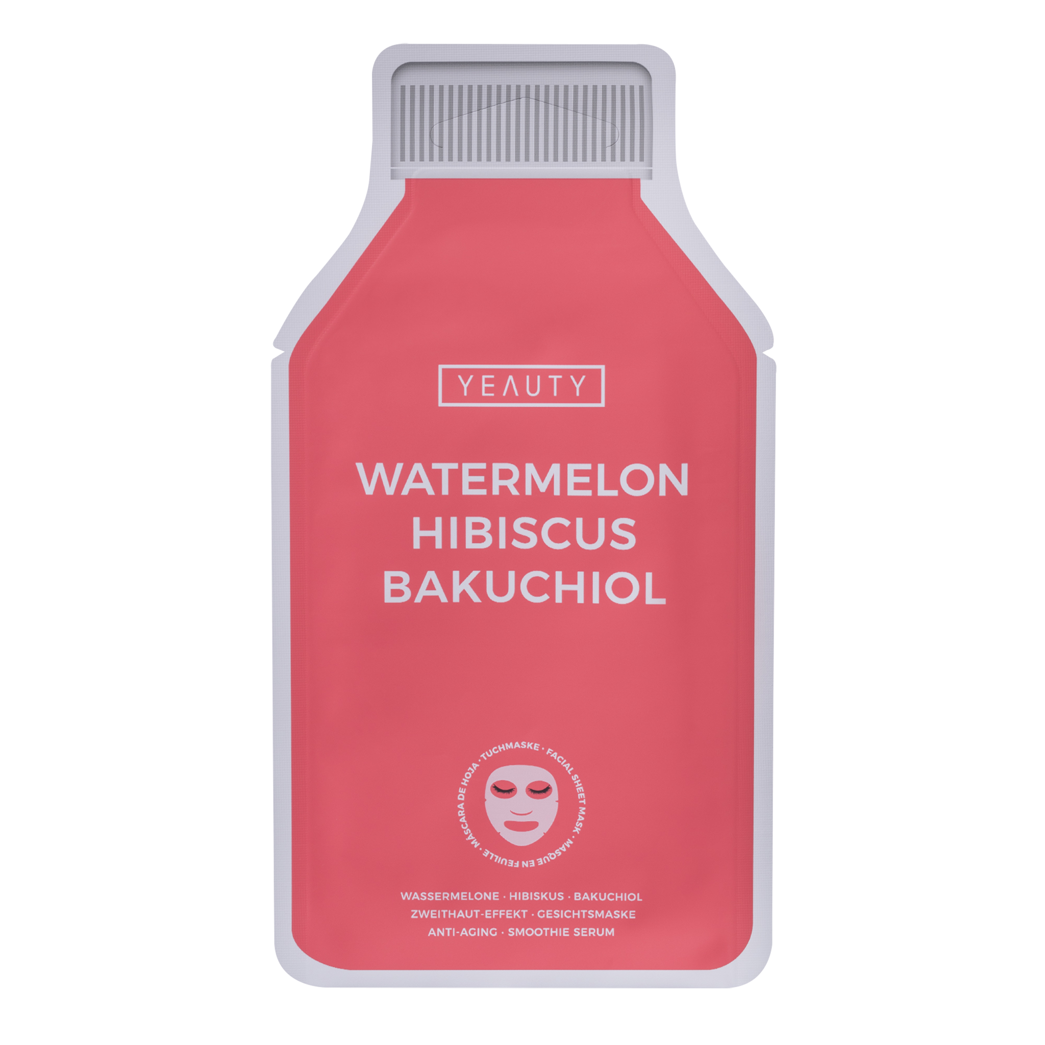 Vorderseite von YEAUTY Tuchmaske Watermelon Hibiskus Bakuchiol