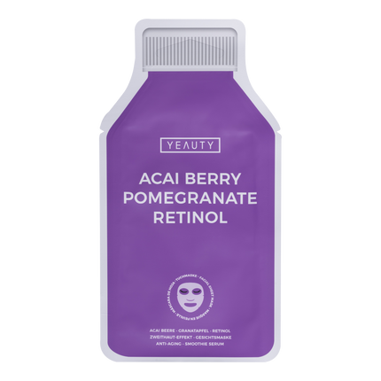 Vorderseite von YEAUTY Tuchmaske Acai Berry Pomegranate Retinol