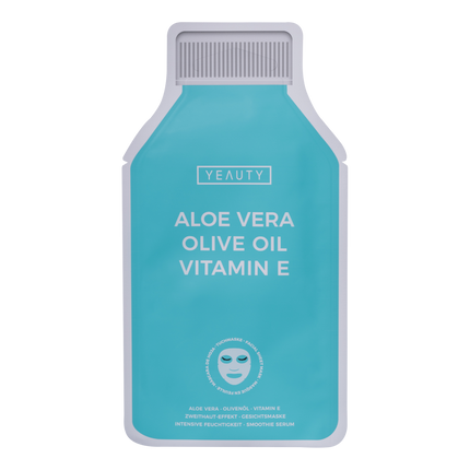 Vorderseite von YEAUTY Tuchmaske Aloe Vera Olive Oil Vitamin E