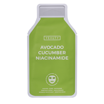 Vorderseite von YEAUTY Tuchmaske Avocado Cucumber Niacinamide