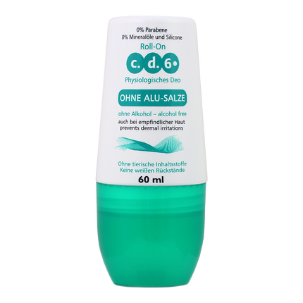 Vorderseite von c.d.6 Deo Roll-On ohne Alusalze - 60ml
