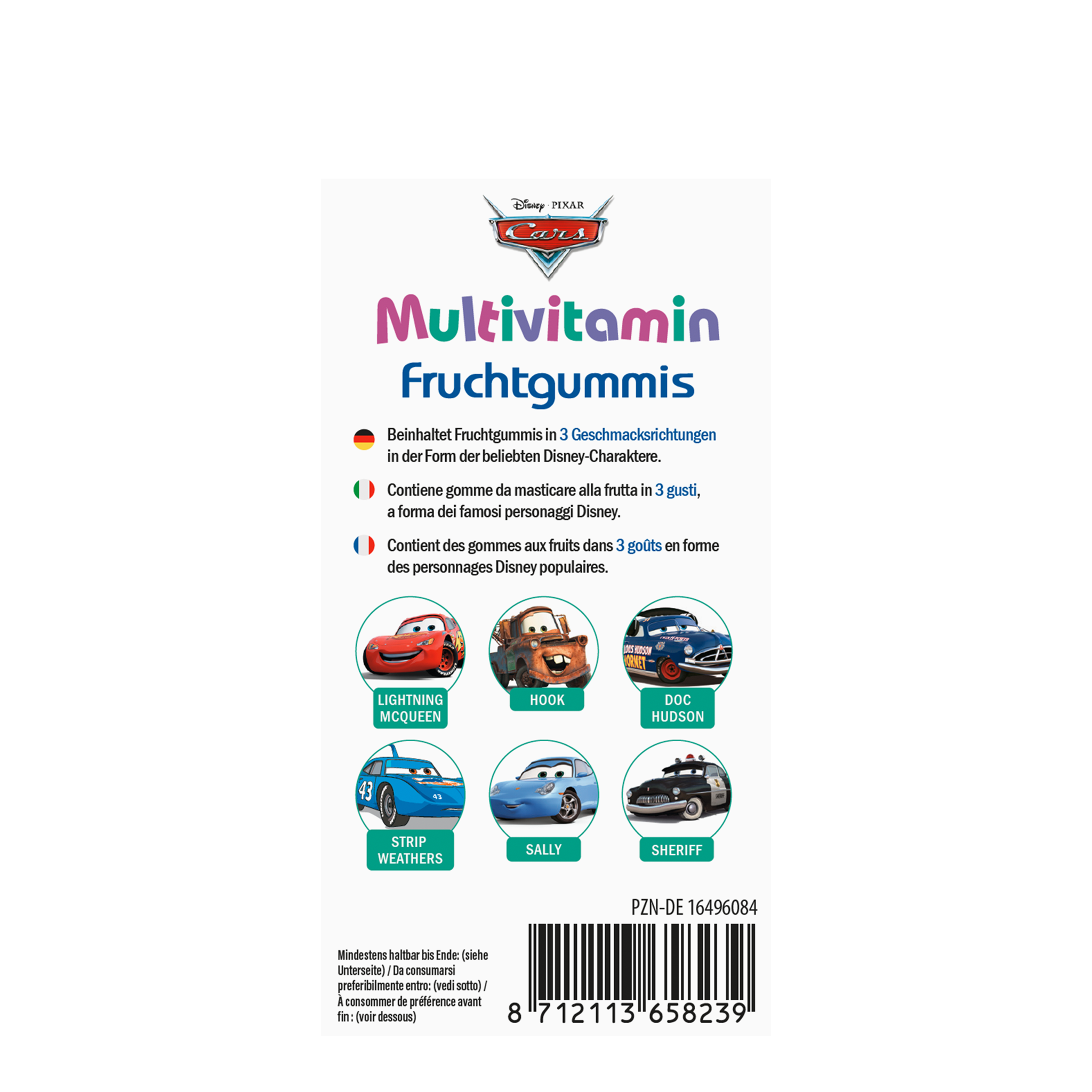 Rechte Seitenansicht von Disney Multivitamin-Fruchtgummis Cars
