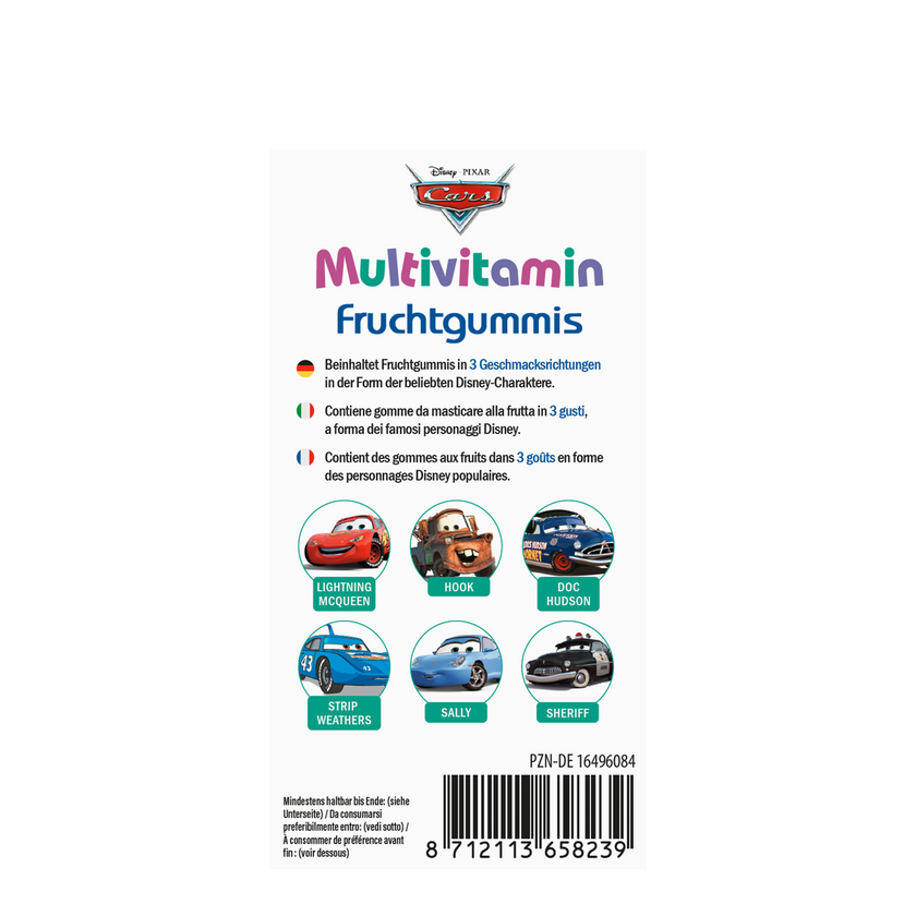 Rechte Seitenansicht von Disney Multivitamin-Fruchtgummis Cars