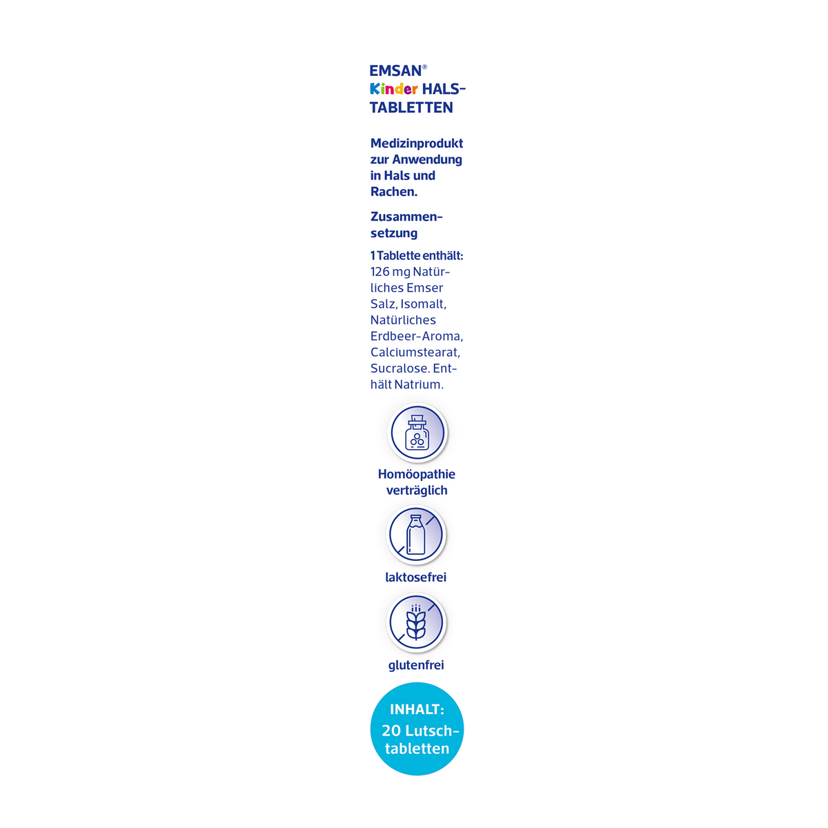 EMSAN® Kinderhalstabletten ohne Zucker Erdbeere-11x20