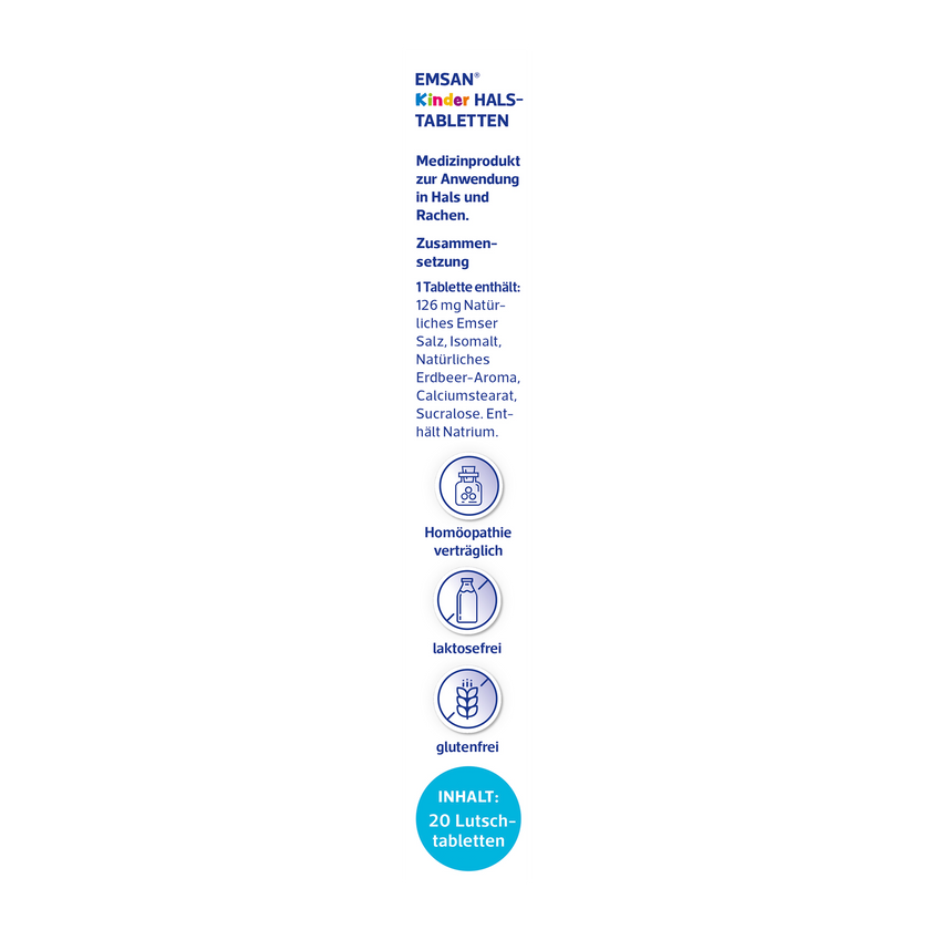 EMSAN® Kinderhalstabletten ohne Zucker Erdbeere-11x20