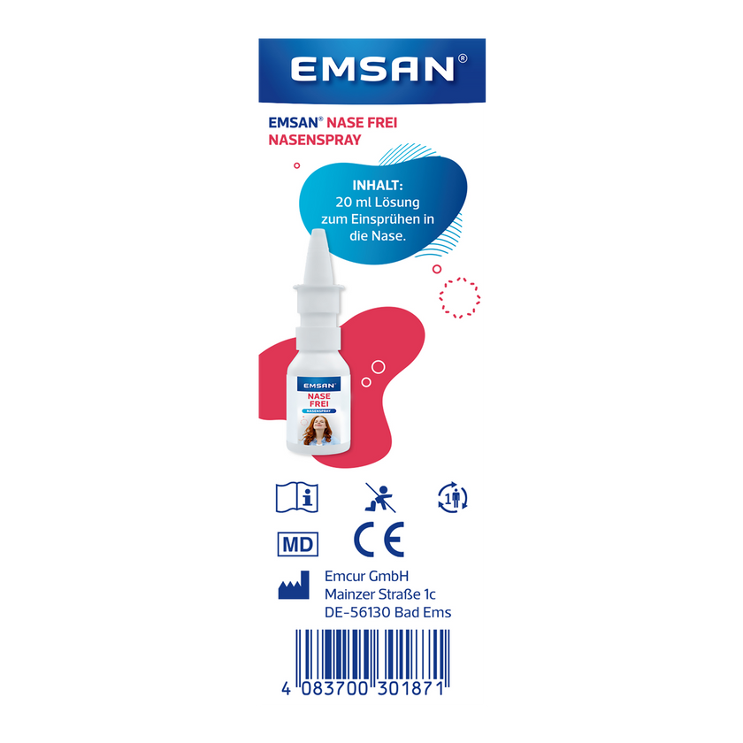 Linke Seitenansicht von EMSAN Nase frei Nasenspray