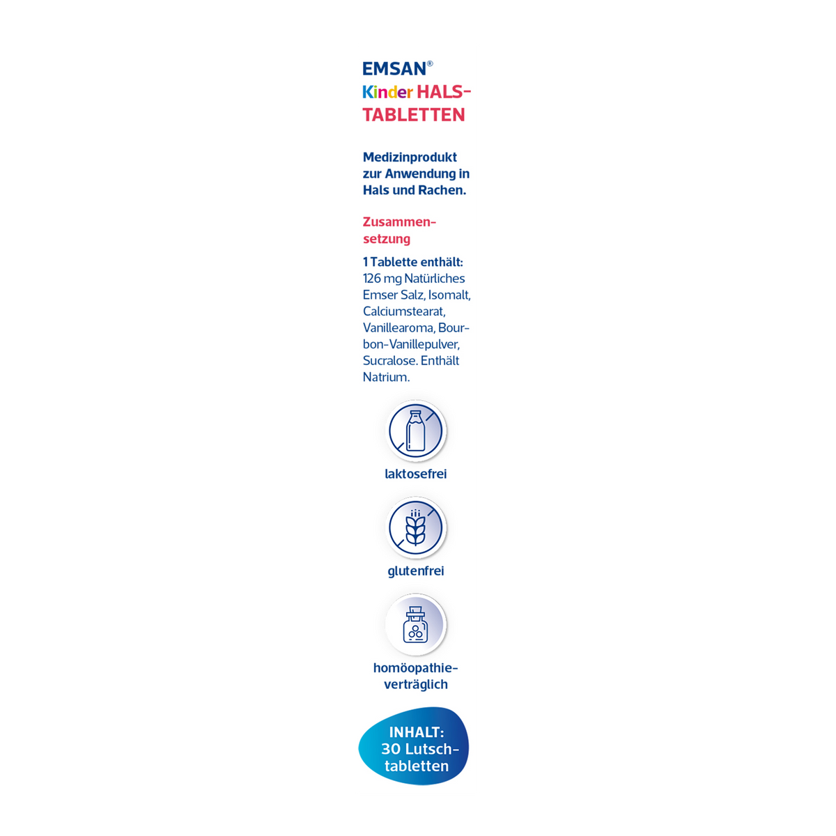 EMSAN® Kinderhalstabletten ohne Zucker Vanille-10x30
