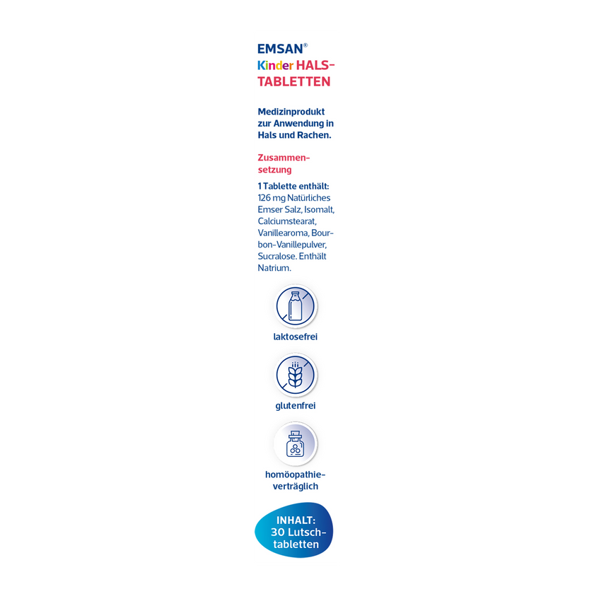 EMSAN® Kinderhalstabletten ohne Zucker Vanille-10x30