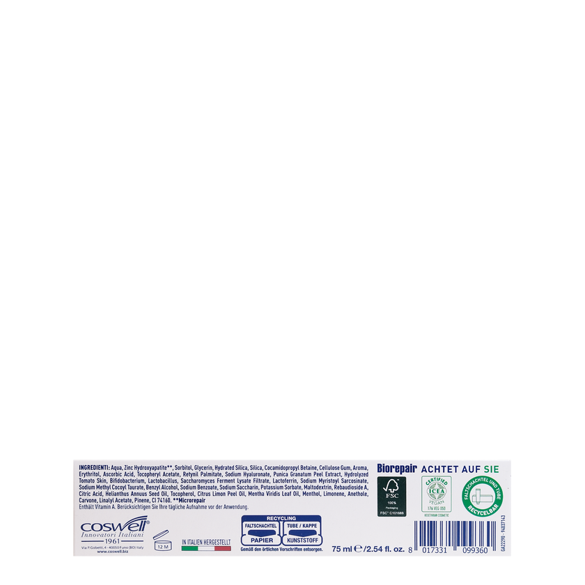 Unterseite von Biorepair Zahncreme Complete Protection 50 +