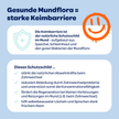 Text im weißen Kasten und auf blauem Hintergrund mit illustriertem Gesicht