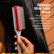 Cantu Detangle Ultra Glide Brush in Hand vor Haaren und Schrift