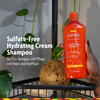 Cantu Sulfate Free Hydrating Cream Conditioner im Badezimmer und Schrift
