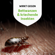 Bettwanze auf Haut und Schrift auf weißem Wappen