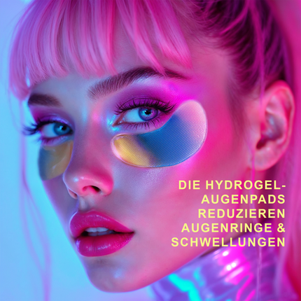 Frau mit YEAUTY Eye Pad Mask Extreme Energy und Schrift