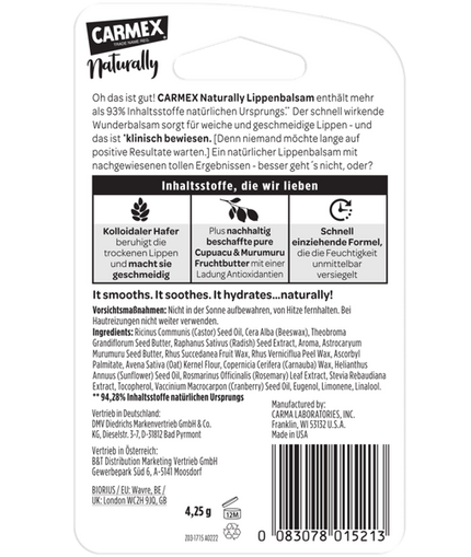 Carmex Naturally Stick Beere - Blister back