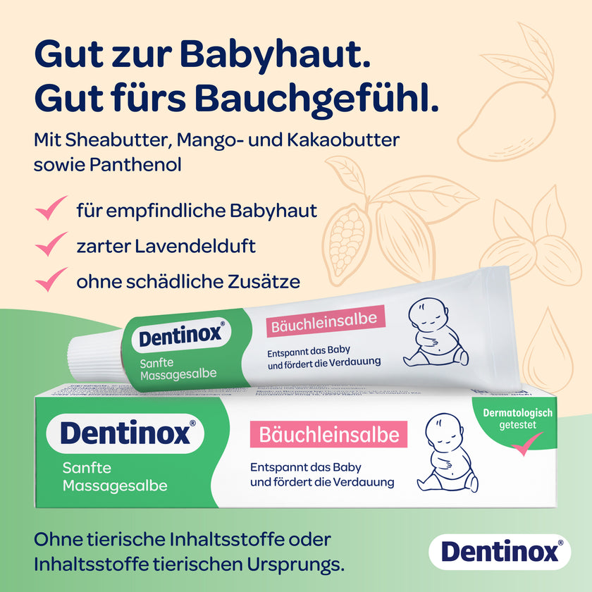 Produkt auf farbiger Welle und Schrift, teilweise mit Haken als Aufzählung