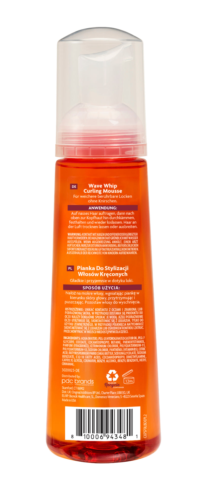 Cantu Wave Whip Curling Mousse 248 ml Rückseite