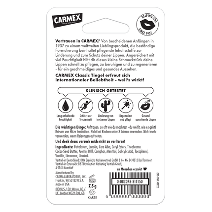 Carmex Classic Tiegel Blister Back