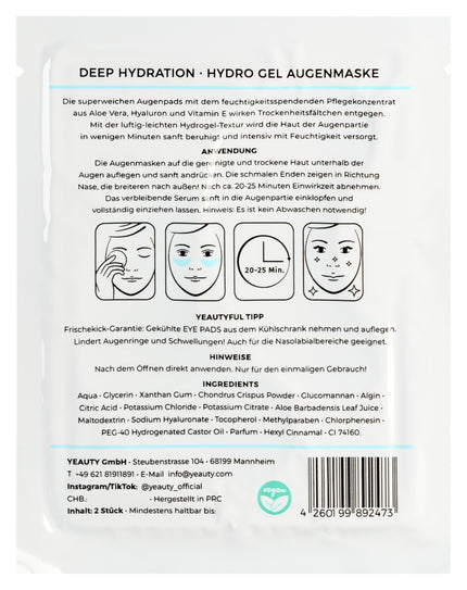 YEAUTY Deep Hydration Eye Pad Mask - back