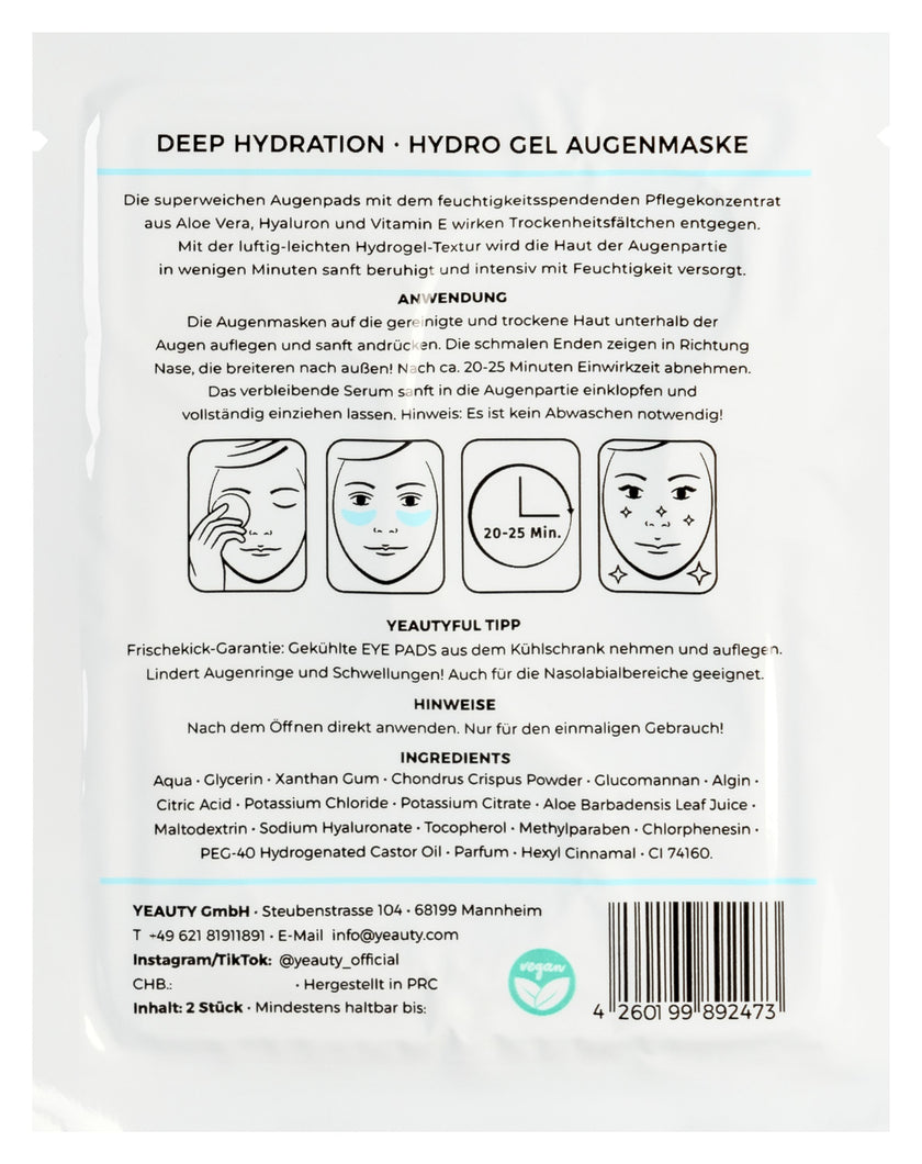 YEAUTY Deep Hydration Eye Pad Mask - back