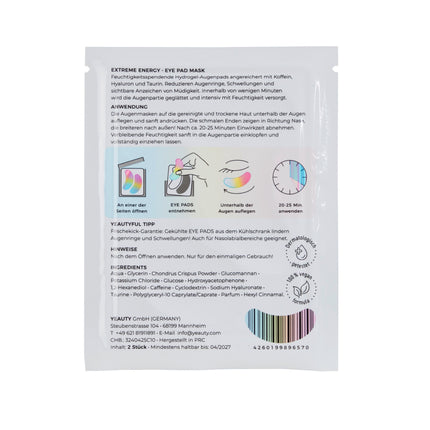 YEAUTY Eye Pad Mask Extreme Energy – Back