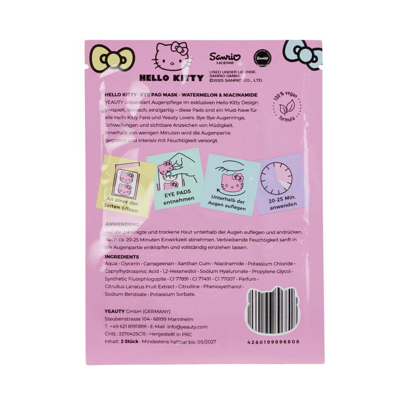 YEAUTY Hello Kitty Eye Pad Mask Watermelon Niacinamid - back
