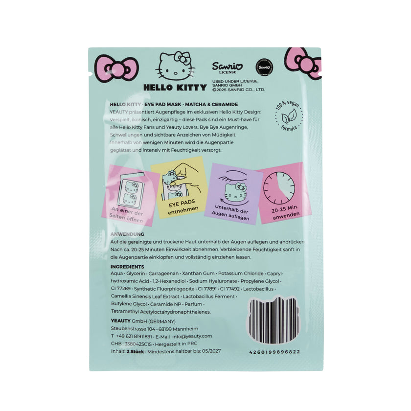 YEAUTY Hello Kitty Eye Pad Mask Matcha Ceramide - back