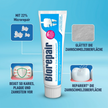 Biorepair Karies-Prophylaxe und Zahnschmelzschutz Tube und Bilder mit erklärendem Text
