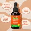 Cantu Scalp & Hair Oil und Schrift in ovalen Kreisen auf gemustertem Grund
