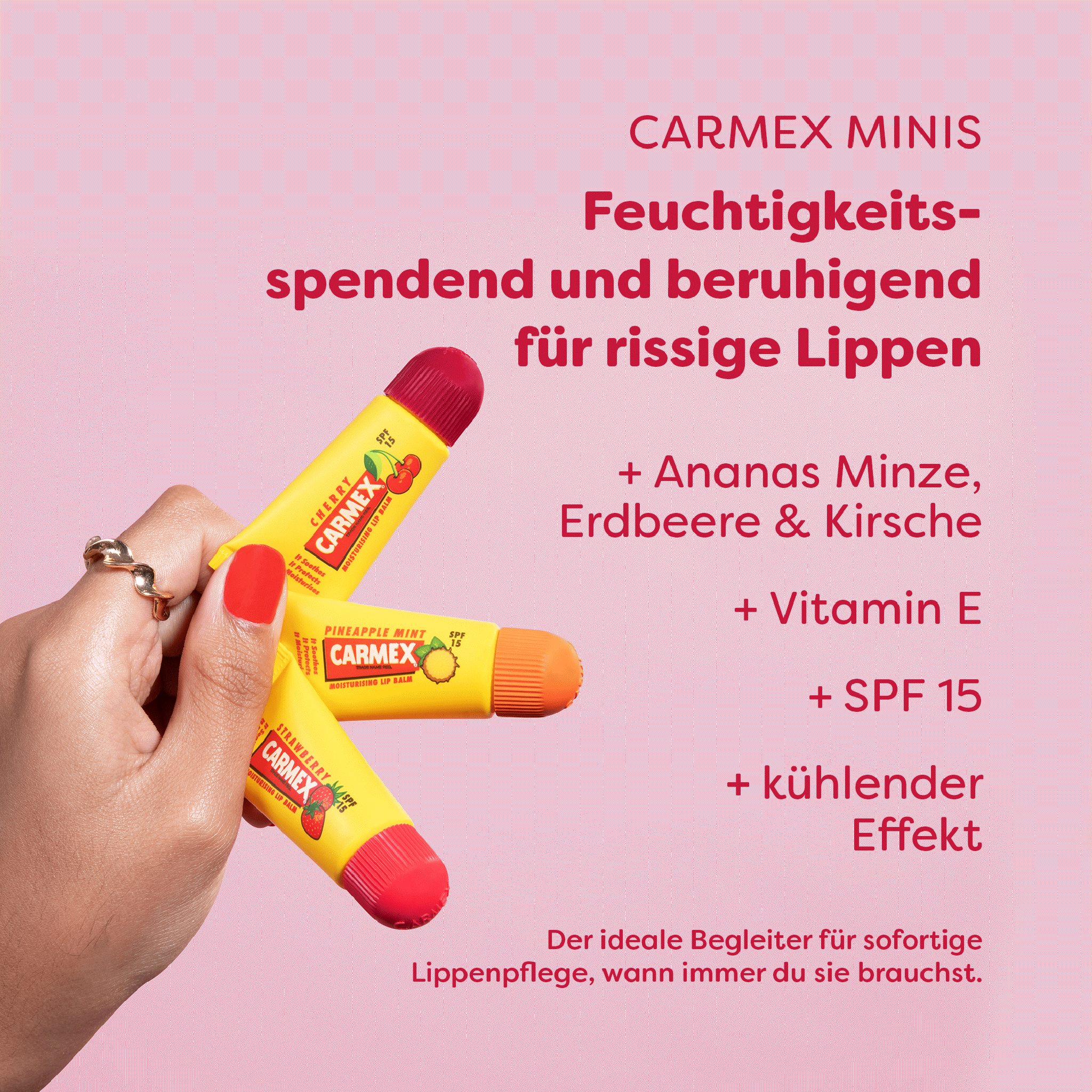 Carmex Minis Strawberry/Pineapple Mint/Cherry - 15g