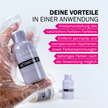 Hand in Handschuh schüttelt Flasche von Colour B4 Ultimate Haarfarben-Entferner und Schrift