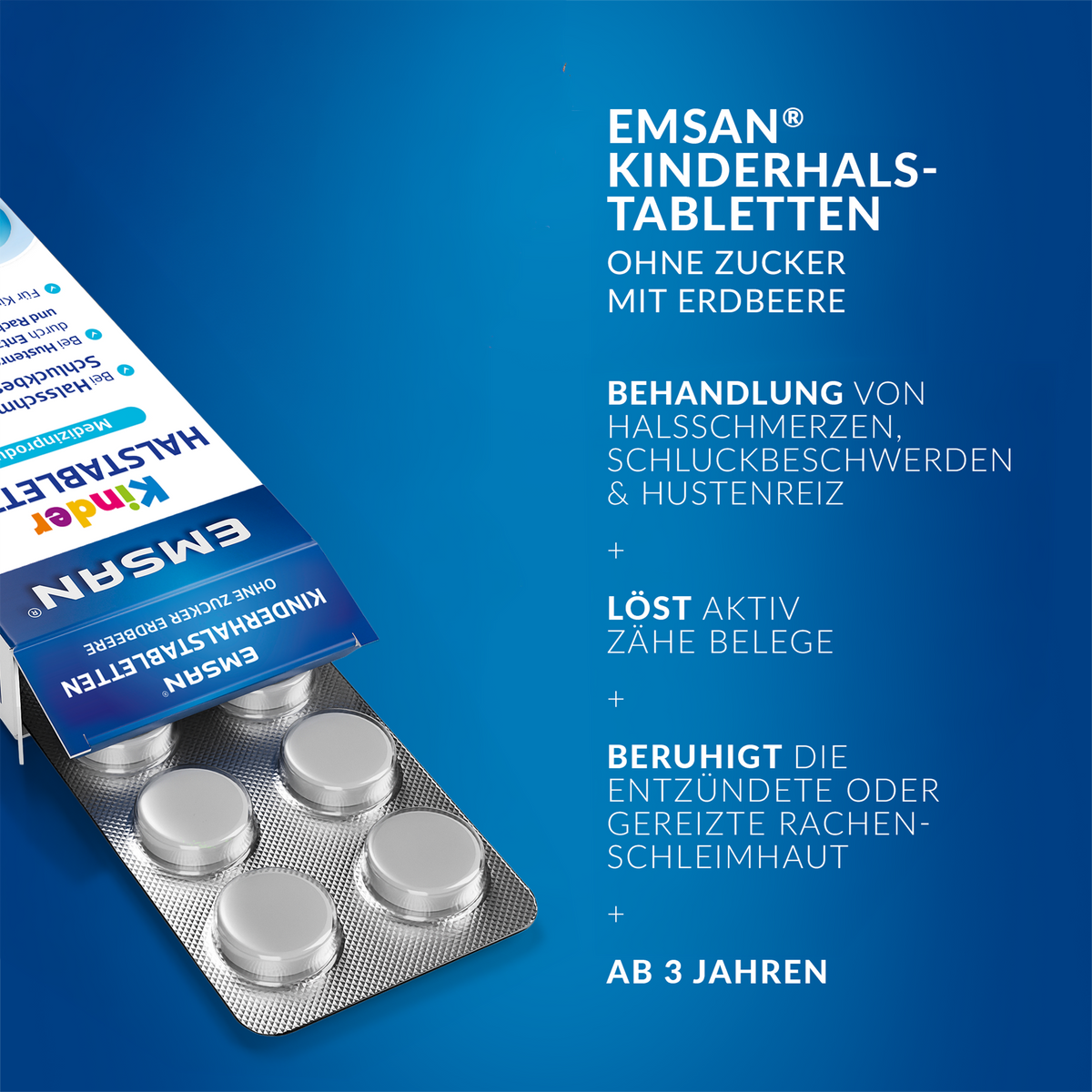 EMSAN® Kinderhalstabletten ohne Zucker Erdbeere-11x20