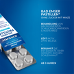 EMSAN Bad Emser Pastillen ohne Zucker Minze geöffnet mit Blister auf blauem Grund und Schrift