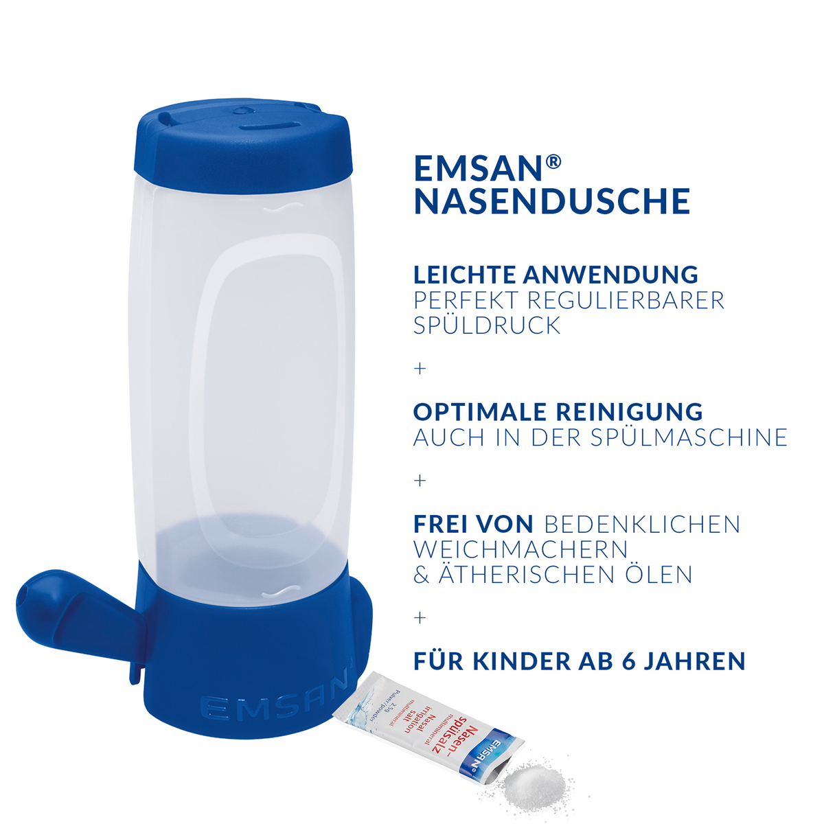 EMSAN Nasendusche Komplett-Set und Salz 10 Beutel, USPs