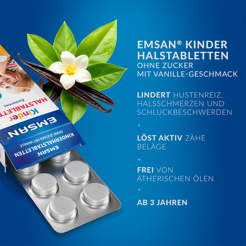 EMSAN® Kinderhalstabletten ohne Zucker Vanille-10x30