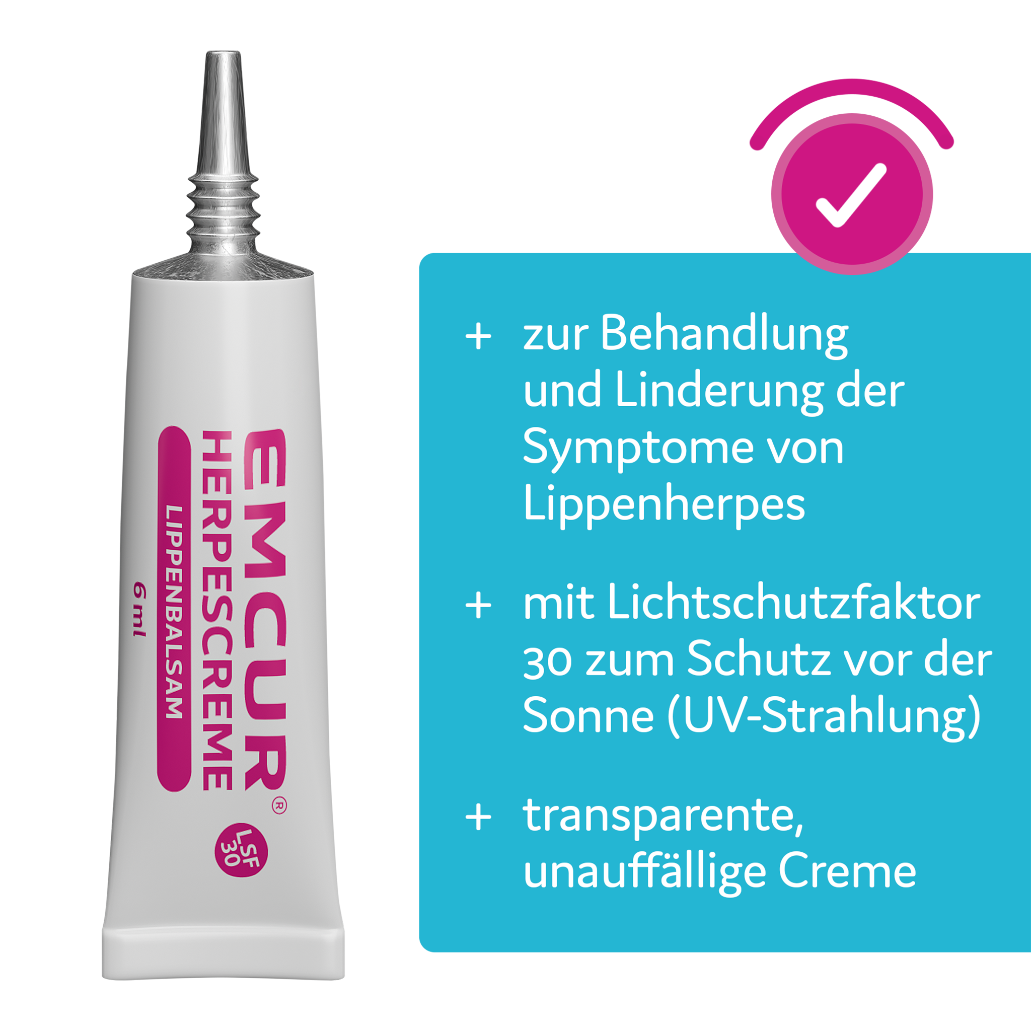 EMCUR® Herpes Creme Tube und Schrift auf Balken