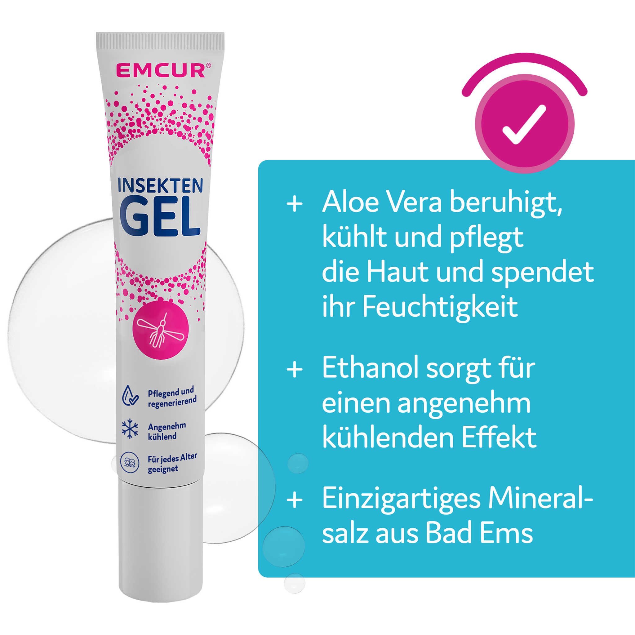 EMCUR® Insekten Gel Tube und Balken mit Schrift auf weißem Grund