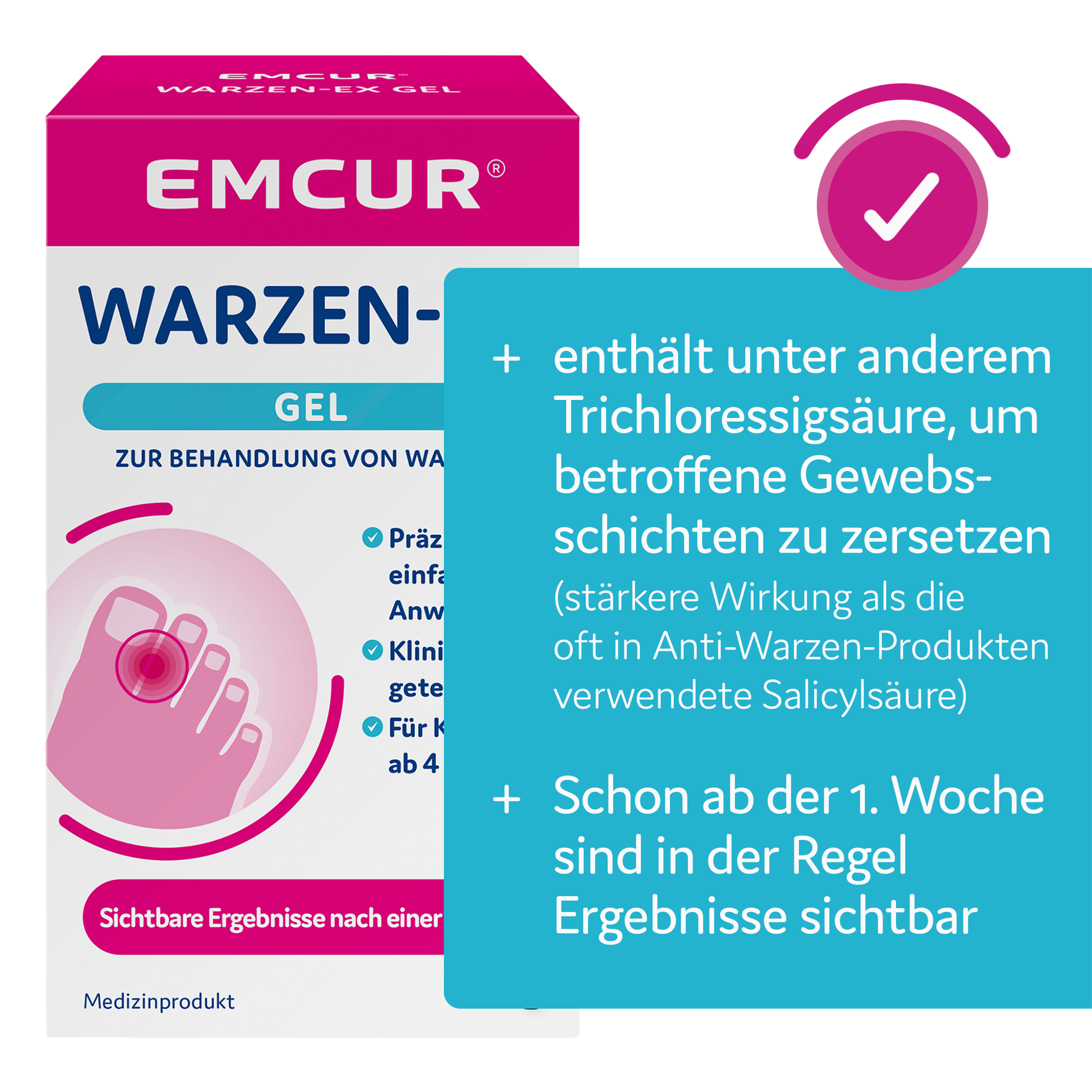 EMCUR® Warzen-Ex Gel und Balken mit Schrift
